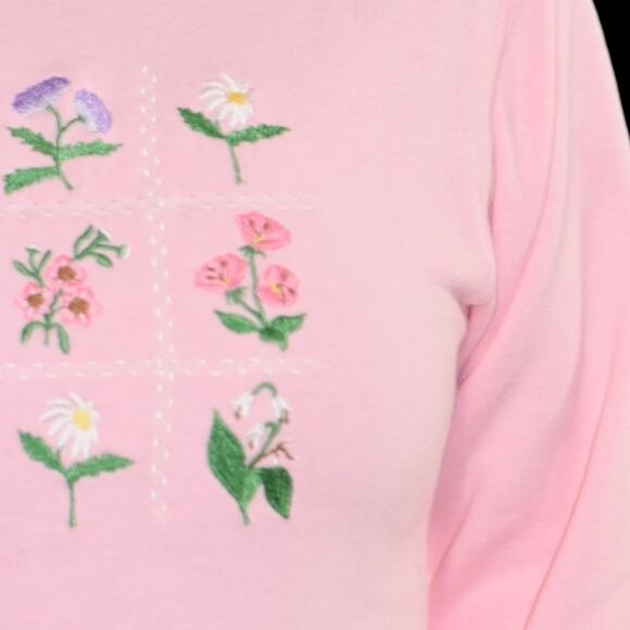 Vintage PBJ Embroidered Sweatshirt Pink Flowers Floral Garden 80s Pastel Small - Picture 4 of 16